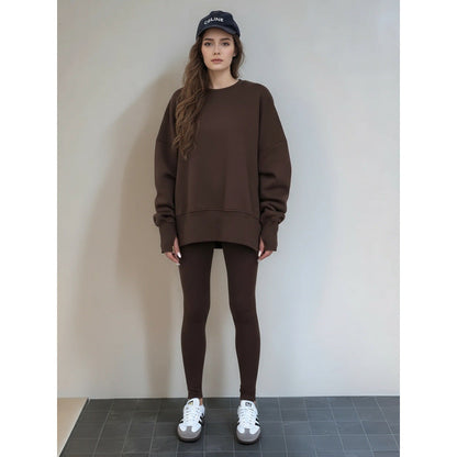 Damen Sportset Sweatshirt und Leggings locker und enganliegend