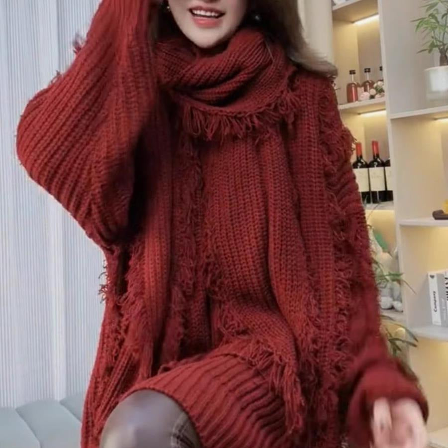 Damen Grobstrickpullover V-Ausschnitt Französischer Look - Eveloria
