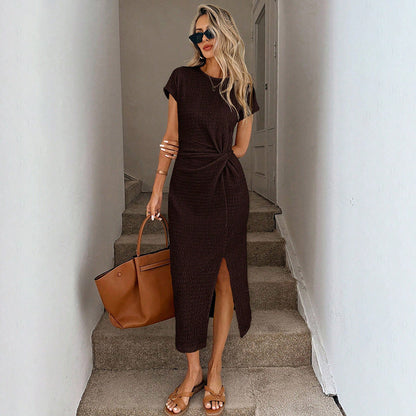Damen Maxikleid Elegant Knoten Detailierung