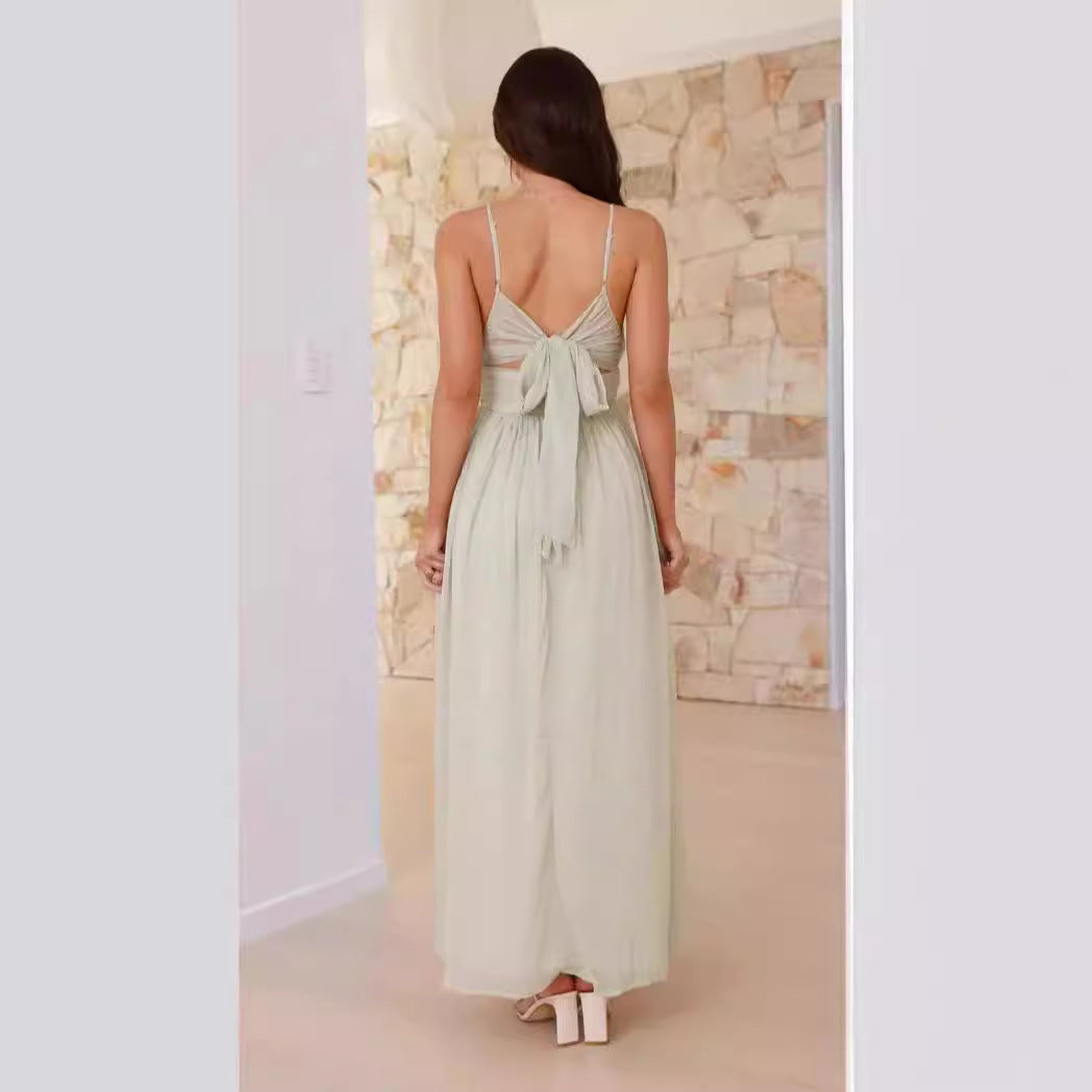 Damen Maxikleid Schmale Träger Wickel-Design Eveloria