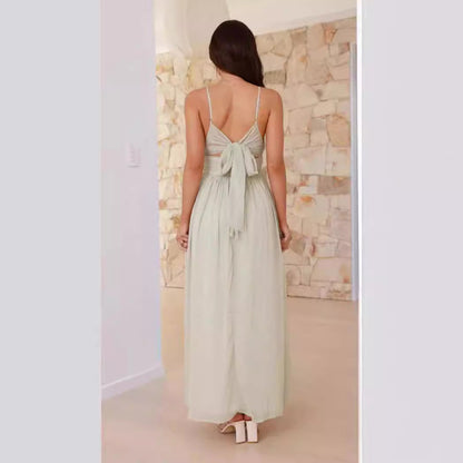 Damen Maxikleid Schmale Träger Wickel-Design Eveloria
