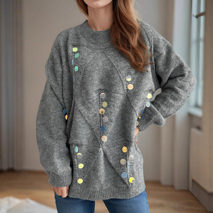Damen Strickpullover mit Pailletten Eveloria