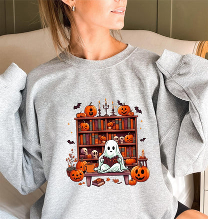Damen Sweatshirt Herbst Grusel Puffärmel Eveloria