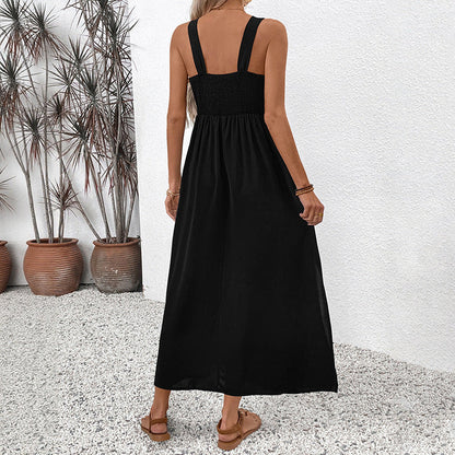 Damen Maxikleid Bunt Stickdesign Seitenschlitz