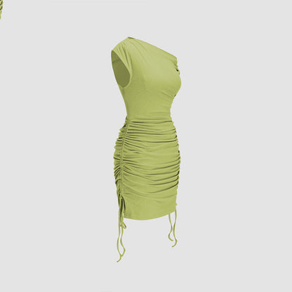 Damen Wickelkleid Asymmetrischer Ausschnitt Rüschendetails
