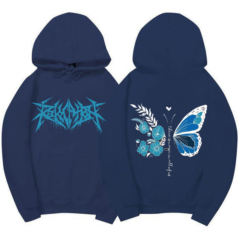 Damen Kapuzenpullover Schmetterlings-Blumen-Motiv