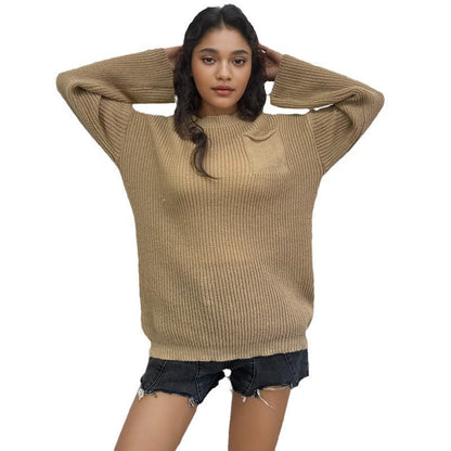 Damen Strickpullover Groß Brusttasche