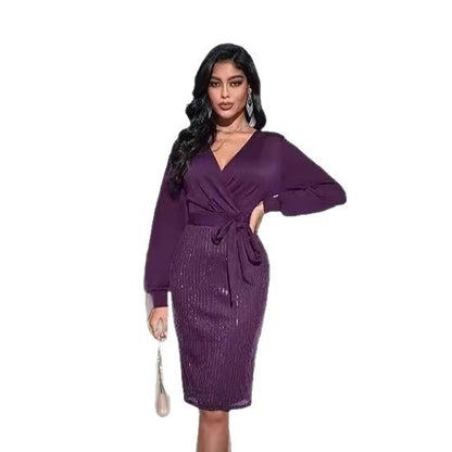 Damen Wickelkleid Glitzerrock Eveloria