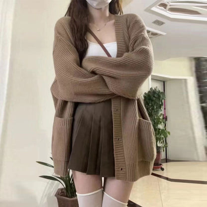 Damen Strickcardigan Offen Knopfleiste Elegantes Design - Eveloria