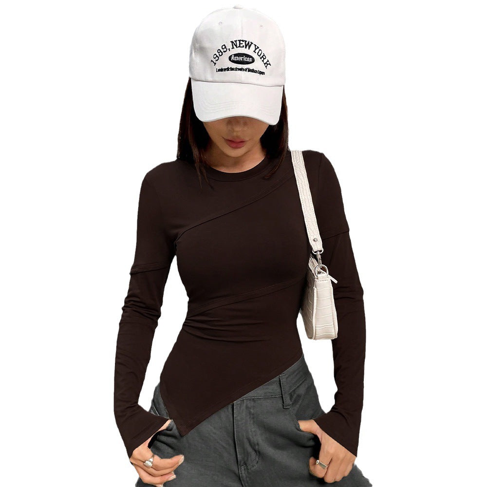 Damen Langarmshirt Asymmetrisch Figurbetont Eveloria