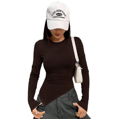Damen Langarmshirt Asymmetrisch Figurbetont Eveloria
