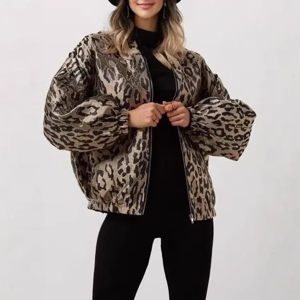 Damen Bomberjacke Leopardenmuster