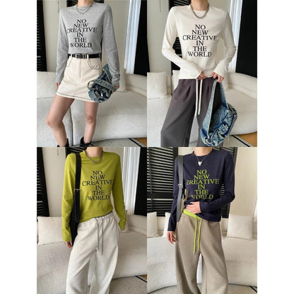 Damen Langarmshirt Kreativer Aufdruck Modischer Schnitt Eveloria