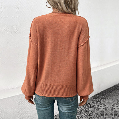 Damen Pullover Weit Schnitt V-Ausschnitt Eveloria