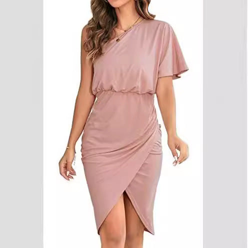 Damen Wickelkleid Asymmetrisch Rüschendetails Eveloria
