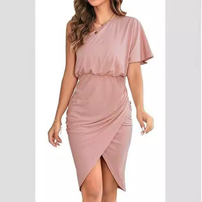 Damen Wickelkleid Asymmetrisch Rüschendetails Eveloria