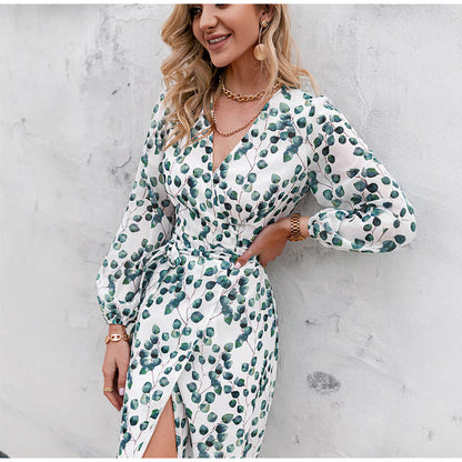 Damen Wickelkleid Floralmuster Tiefes Dekolleté