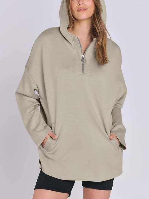 Damen Hoodie Halbzipp lockerer Schnitt Eveloria
