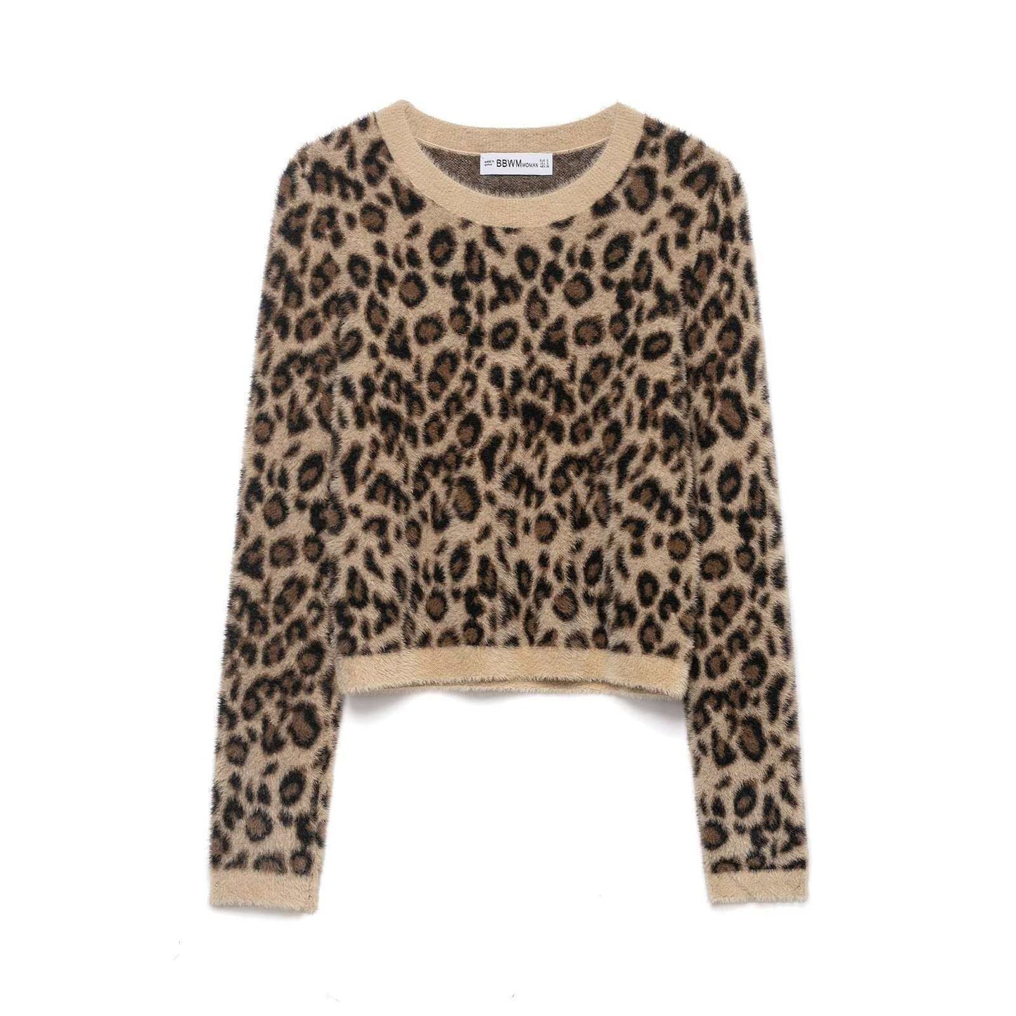 Damen Pullover Leopardenmuster Kuschelfleece