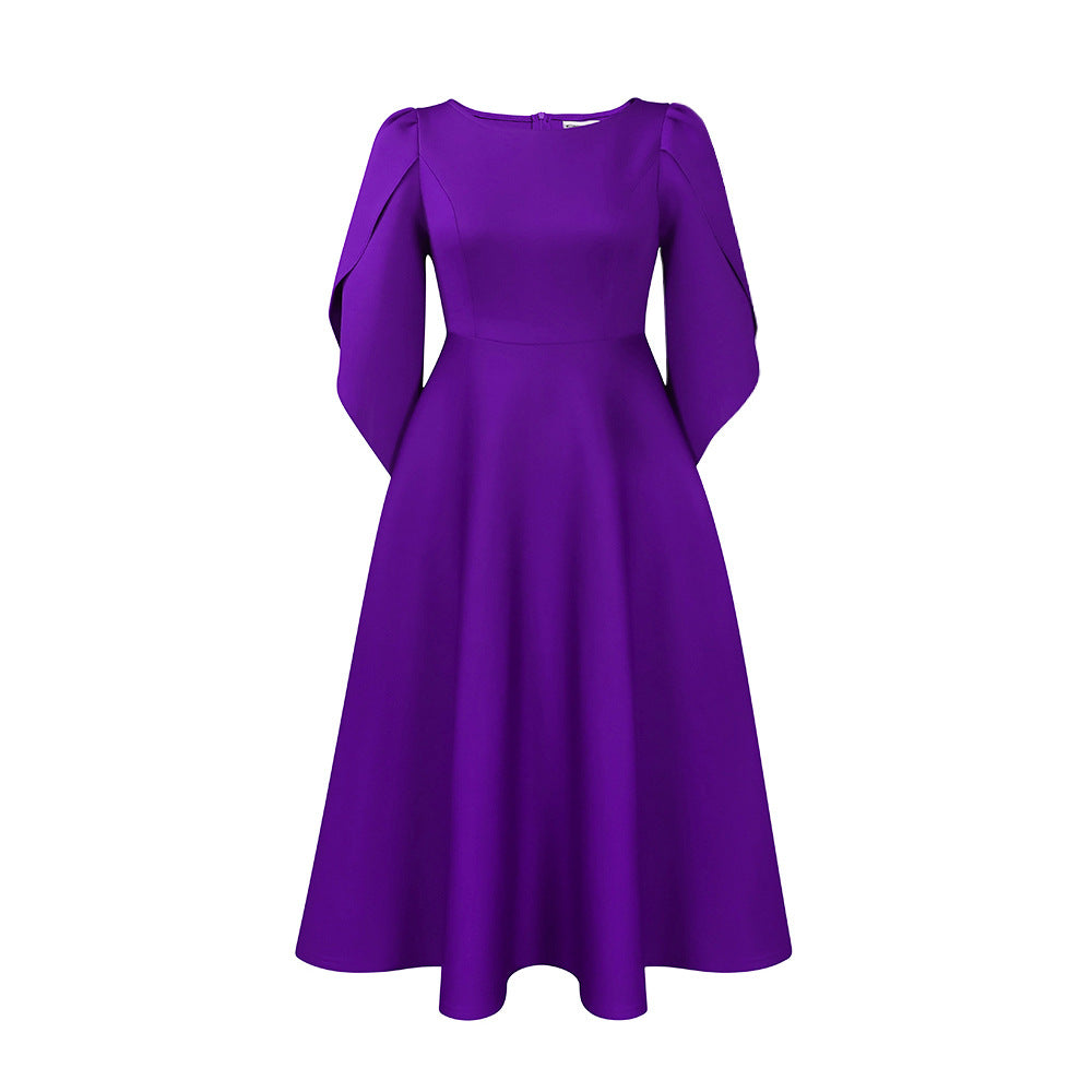 Damen Abendkleid mit Handballenärmel und schwingendem Rock Eveloria