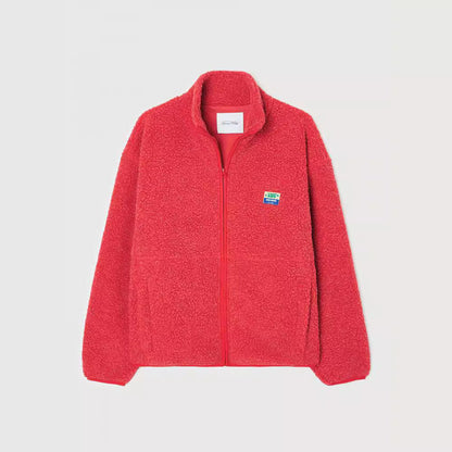 Damen Plüschjacke Hochkragen Seitentaschen Eveloria