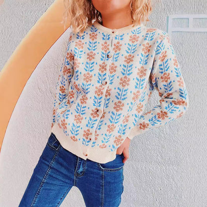Damen Strickjacke Floralmuster Kuschelig