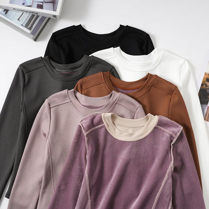 Damen Langarmshirt Rippstruktur Cropped Eveloria