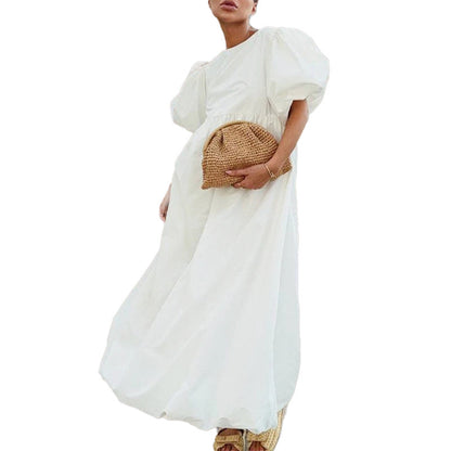 Damen Maxikleid Voluminöse Ärmel Hochtailliert Eveloria