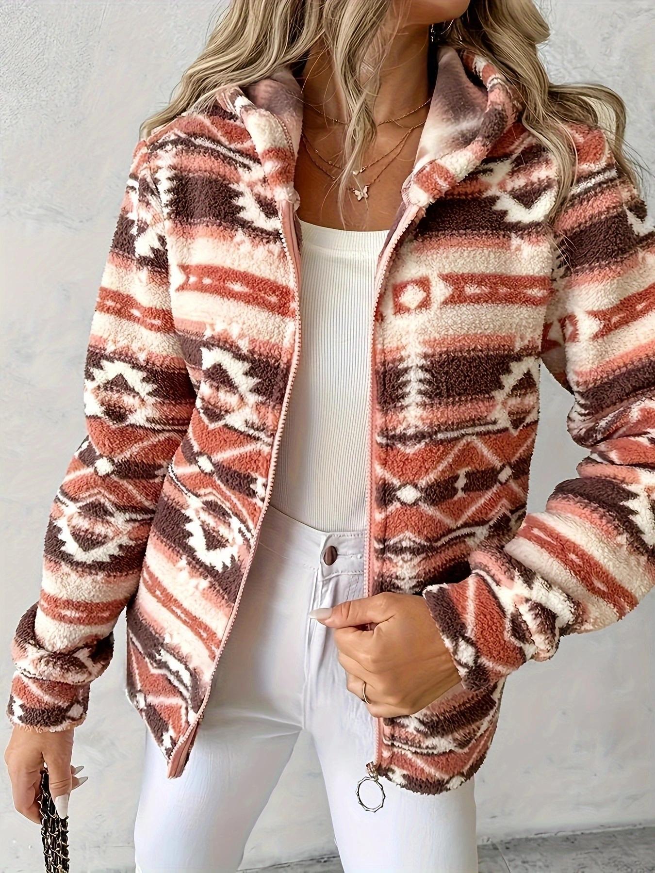 Damen Fleecejacke Ethnomuster Reißverschluss Eveloria