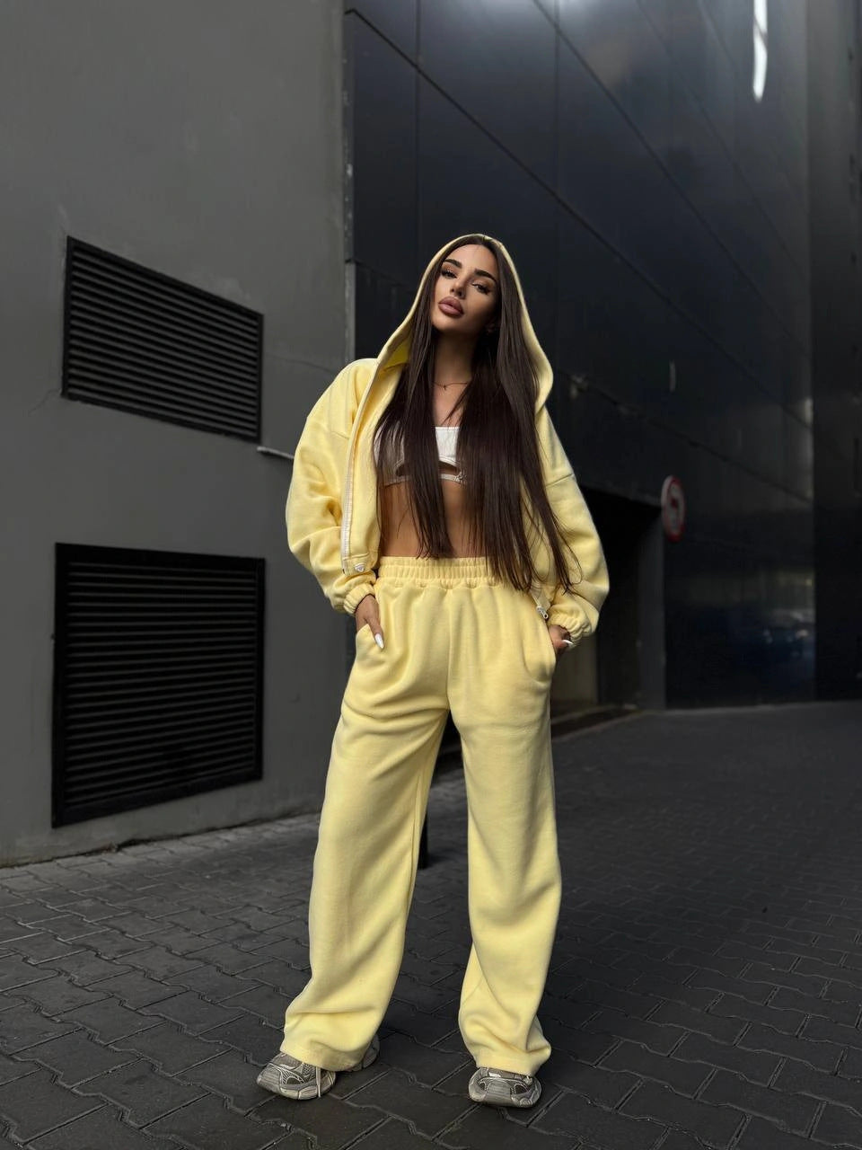 Damen Oversized Jumpsuit mit Kapuze Eveloria
