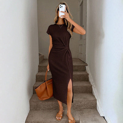 Damen Maxikleid Elegant Knoten Detailierung