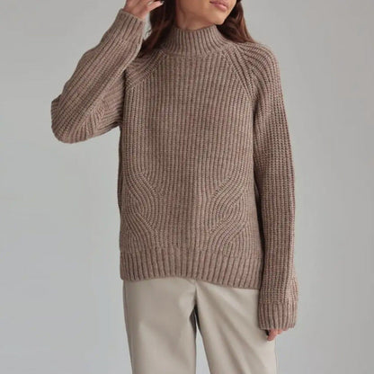 Damen Strickpullover Loose Fit Rollkragen Raglanärmel - Eveloria