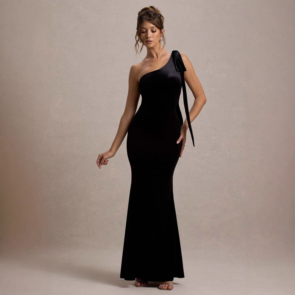 Damen Maxikleid Schulterfrei Elegant