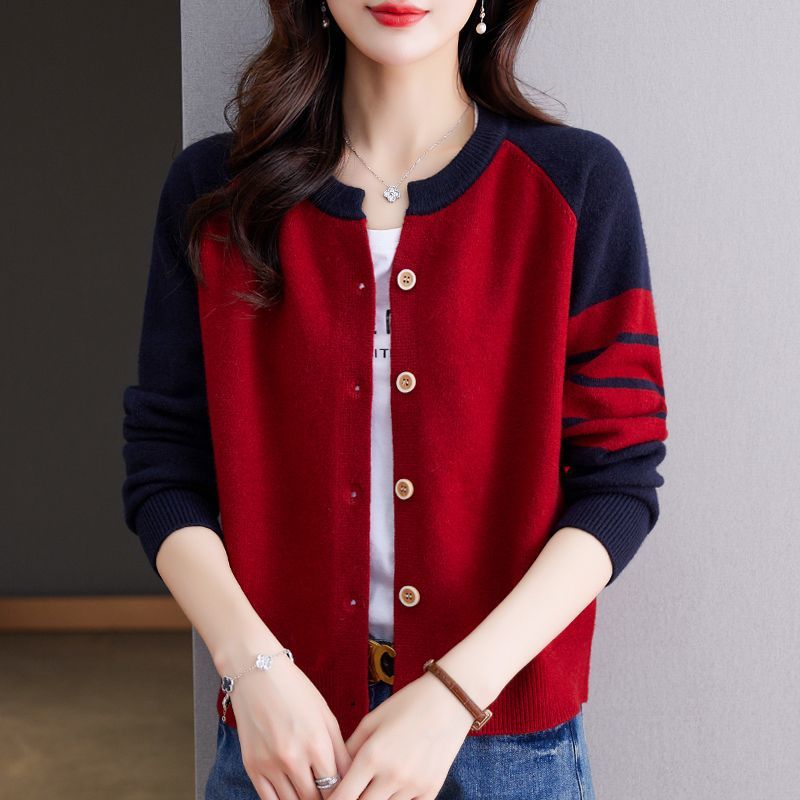 Damen Cardigan Farbkontrast Knopfdetails Eveloria - Eveloria
