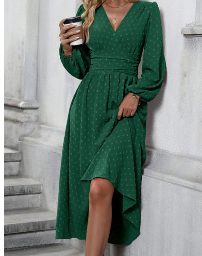 Damen Maxikleid Wickeloptik Elegantes Kleid