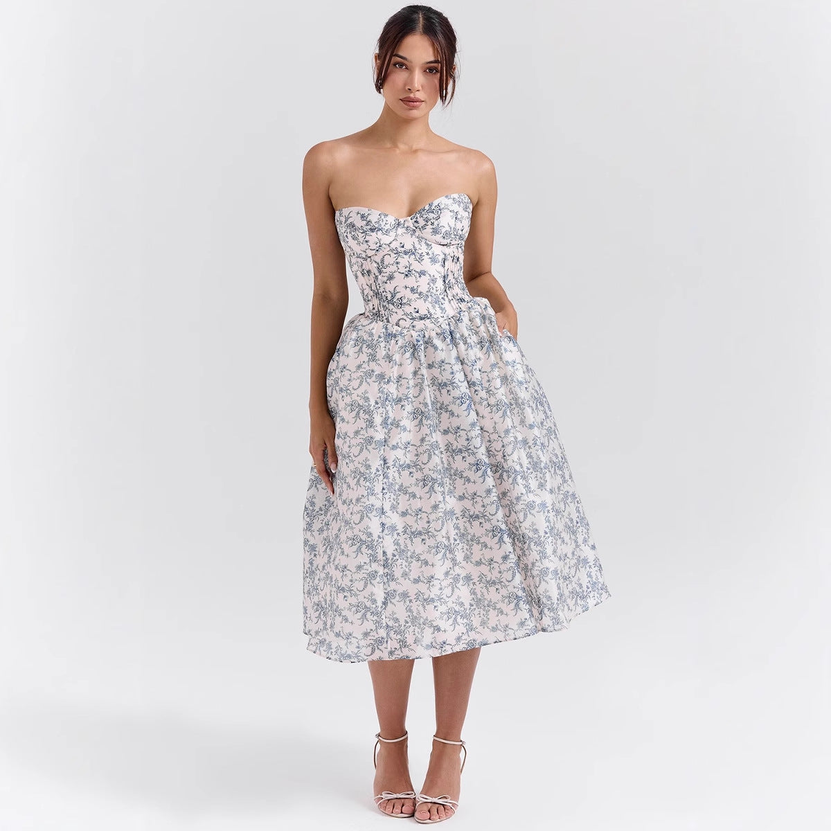 Damen Cocktailkleid Corsage-Oberteil Voluminöser Rock Eveloria