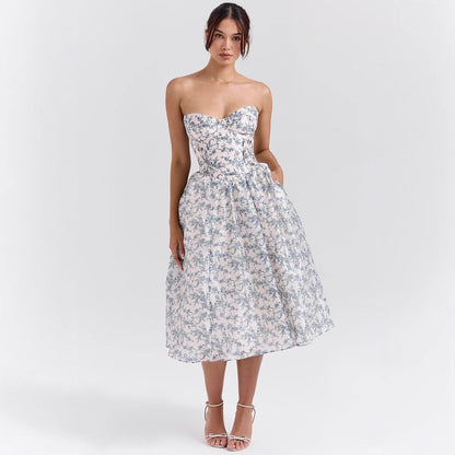 Damen Cocktailkleid Corsage-Oberteil Voluminöser Rock Eveloria