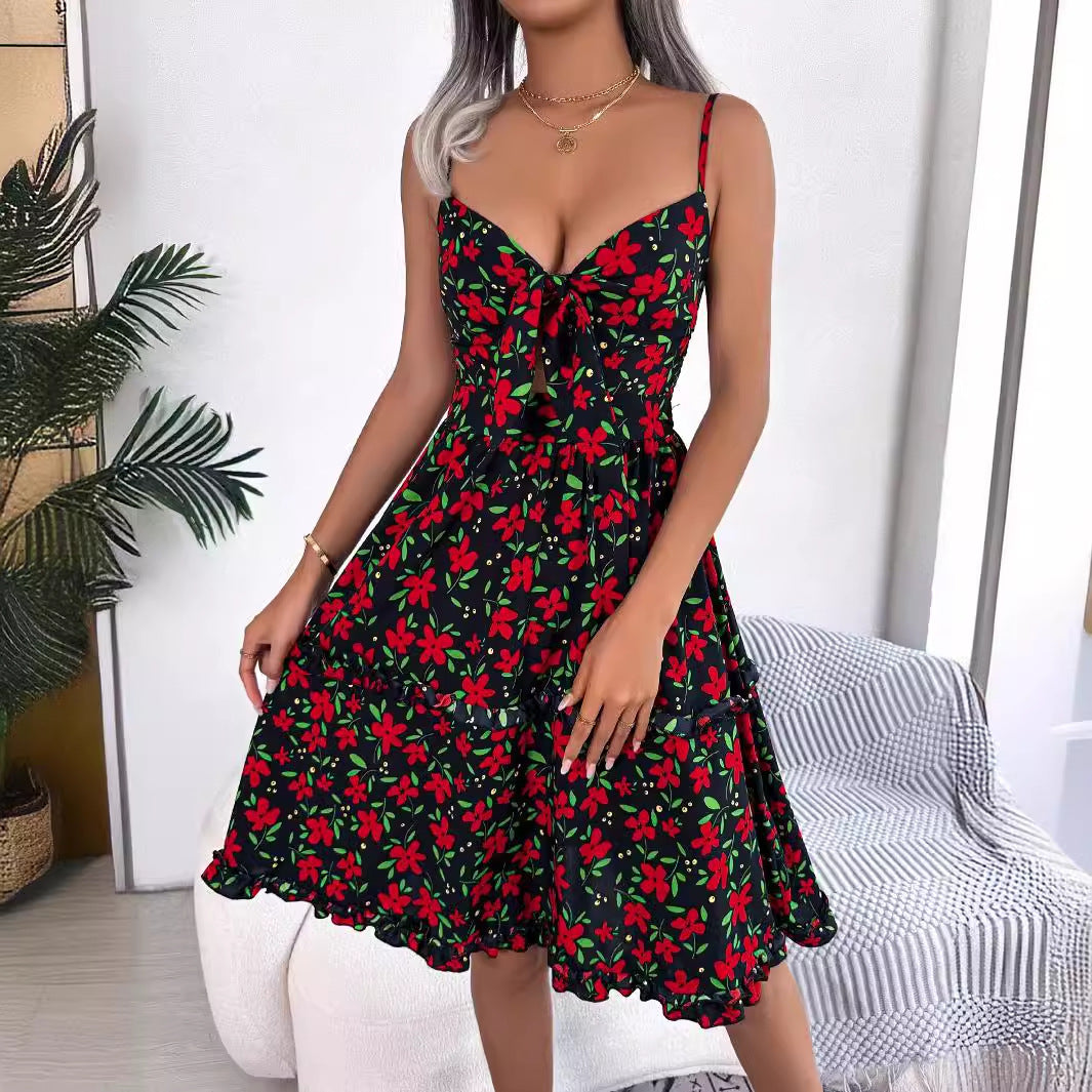 Damen Retro-Kleid Sommer florale Blume Cut-Out Detail Eveloria