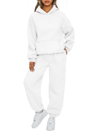 Damen Sportanzug Hoodie Jogginghosen Baumwolle Beige