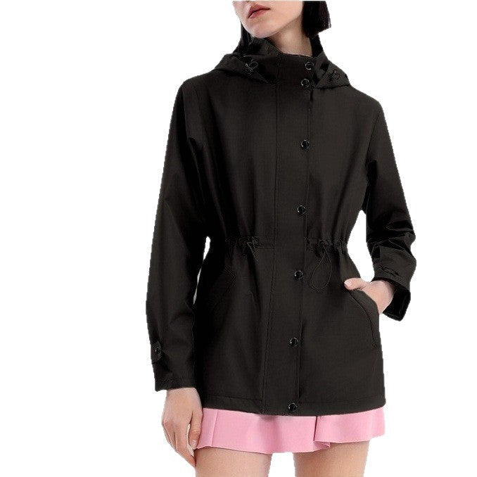 Damen Übergangsjacke Verstellbarer Taillenzug Praktische Taschen