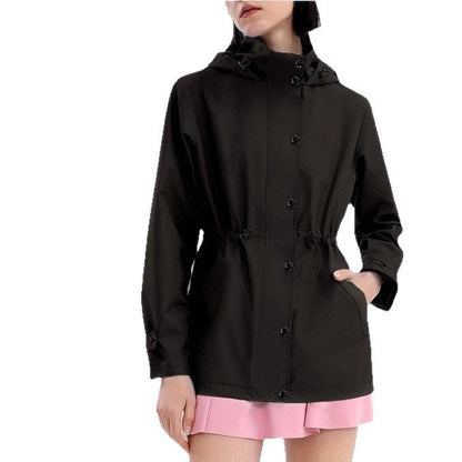 Damen Übergangsjacke Verstellbarer Taillenzug Praktische Taschen