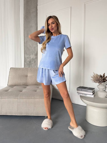 Damen Loungewear-Set Samt Elastischer Bund Eveloria