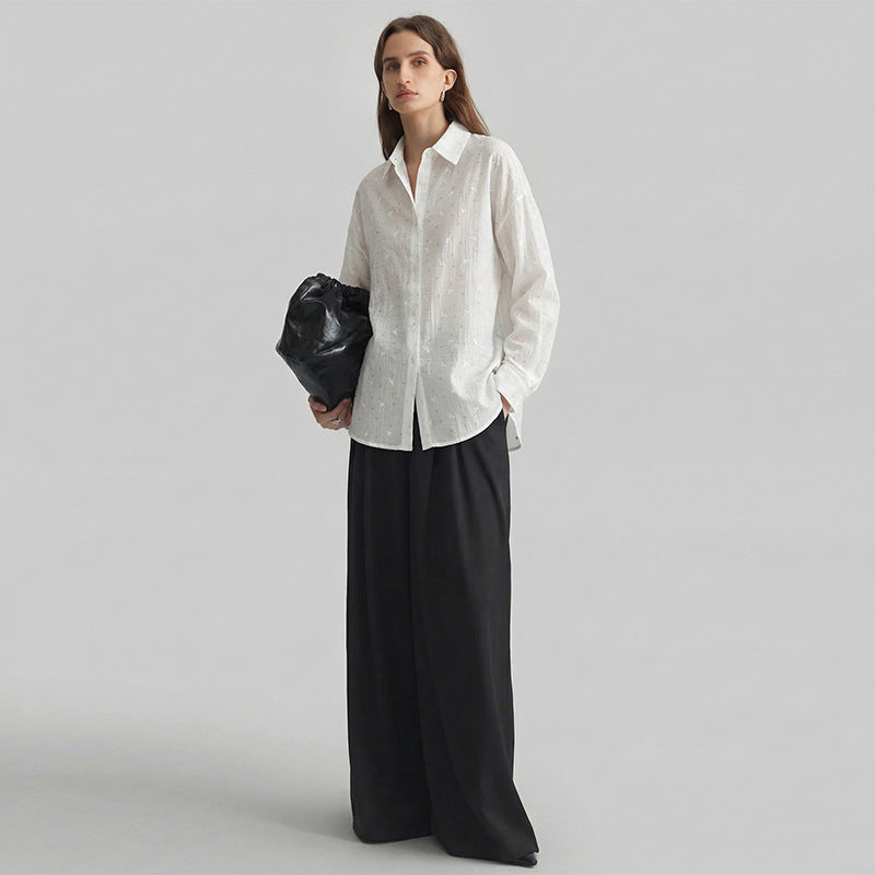 Damen Bluse mit Stickdetails Elegant Lochstickerei