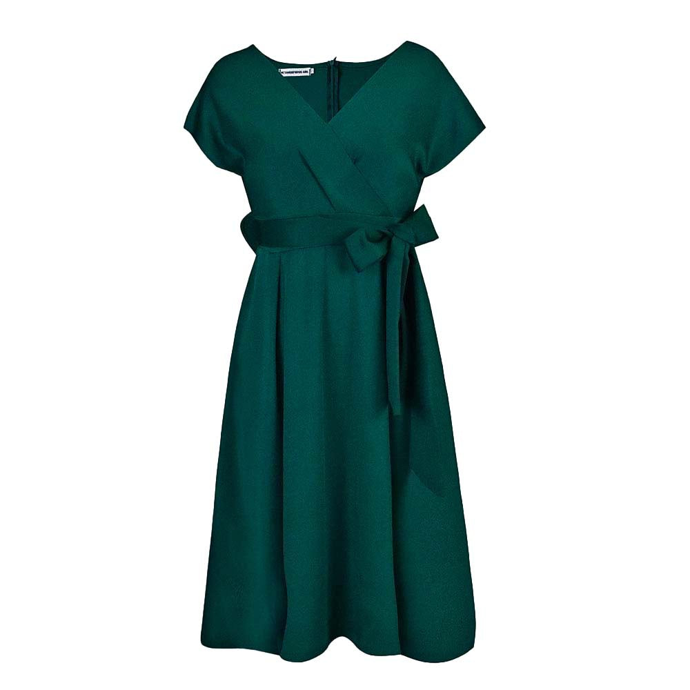 Damen Wickelkleid V-Ausschnitt Gürtel Eveloria