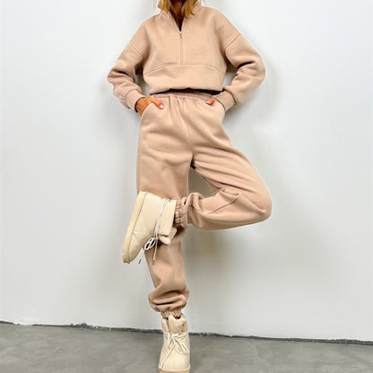 Damen Sweatpants Hochkragen Reißverschluss Eveloria