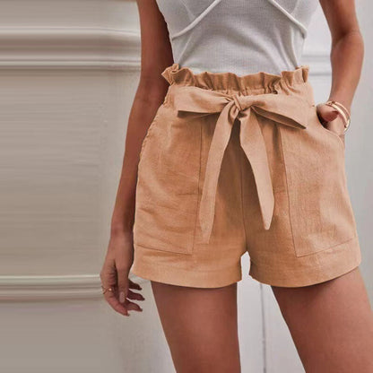 Eveloria Damen Shorts Einfarbig Baumwolle Kurz