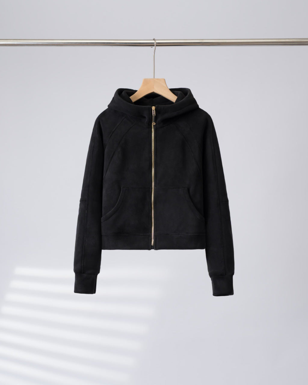 Damen Kapuzenjacke Kuschelig Hochkragen Praktische Taschen