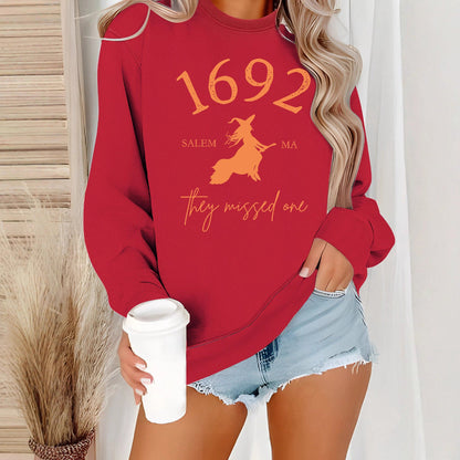 Damen Sweatshirt Witch-Motiv Baumwolle Gemütlich Grau