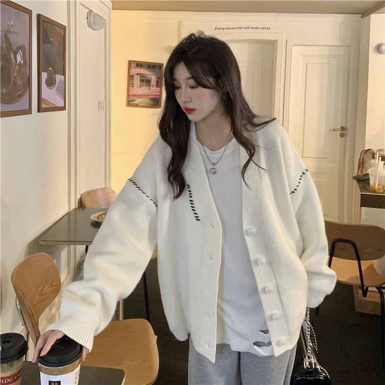 Damen Strickcardigan Weich Groß Knöpfe Beige
