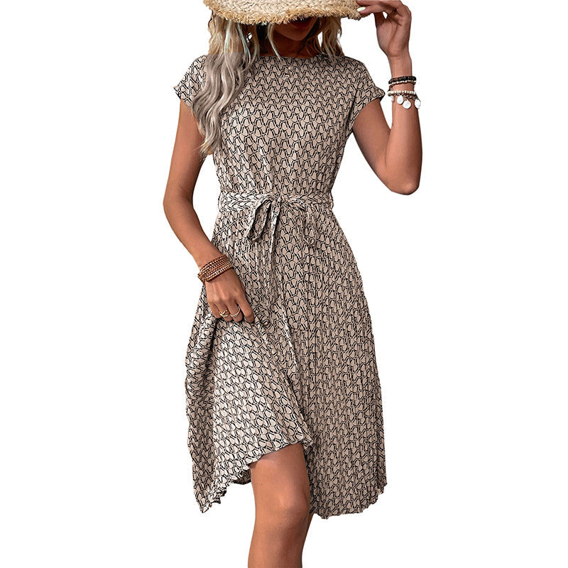 Damen Midikleid Asymmetrisch Dekorativer Bindegürtel Eveloria